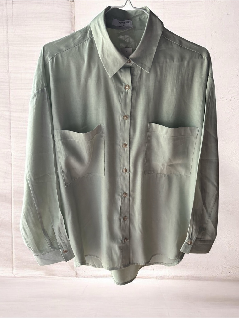 Workshop Republic Clothing Women's Pale Mint Green Relaxed Button-Down Shirt